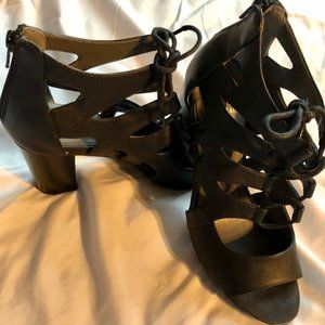 White Mountain Black Lace-up Sandal Size 8.5 EUC